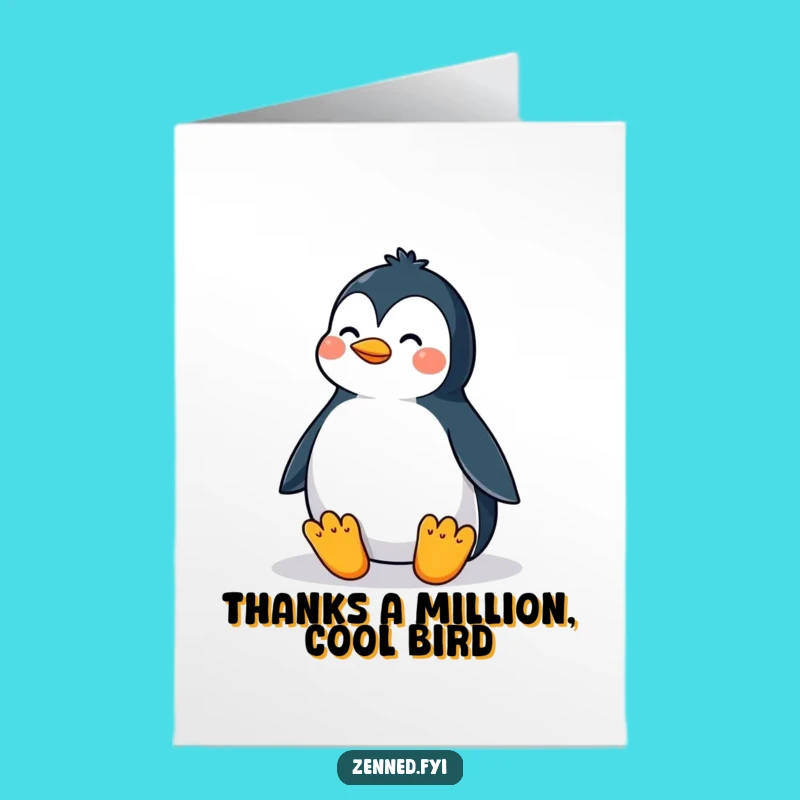 Free Printable Thank You Card: Penguin's Balanced Gratitude