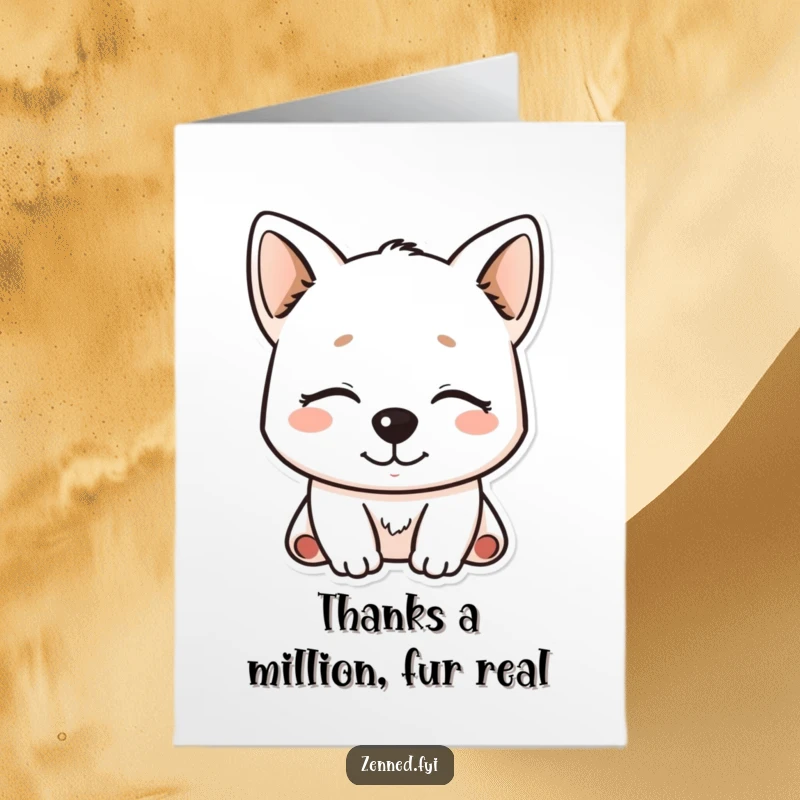 Funny Free Printable Thank You Card with a serene Kawaii dog showing gratitude, spreading good vibes