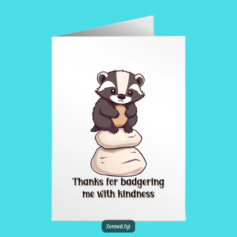 Free Printable Thank You Badger Card: Steady Support, Funny Downloadable Gift Idea