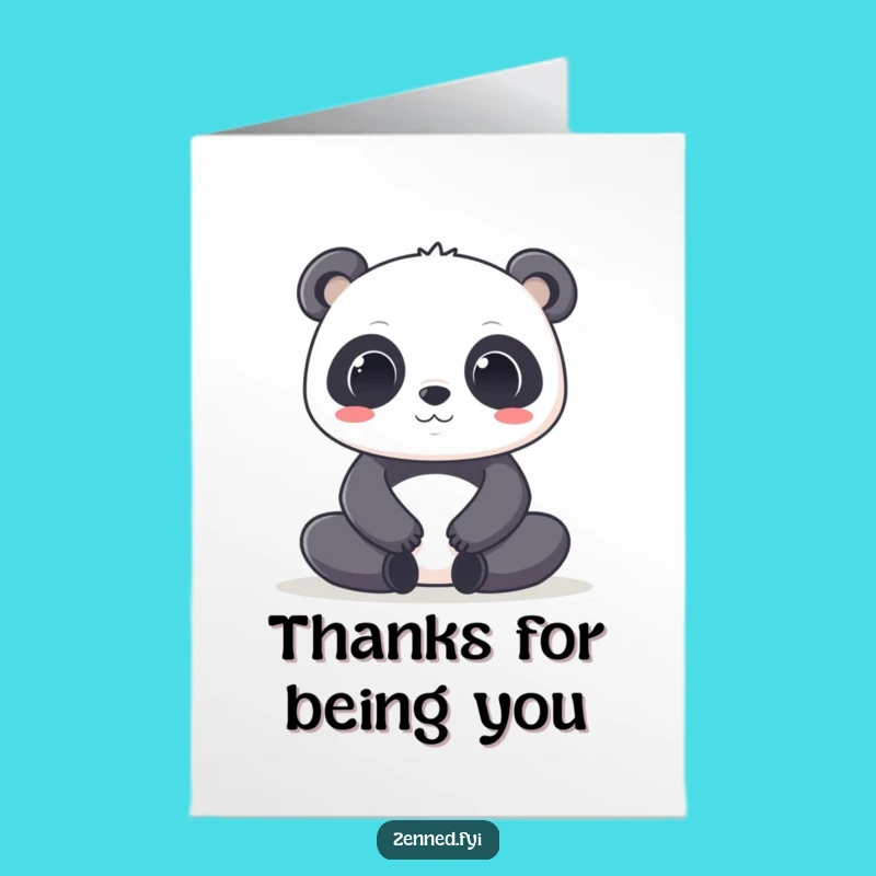 Free Printable Kawaii Panda Thank You Card: Lotus Pose, Funny Gift