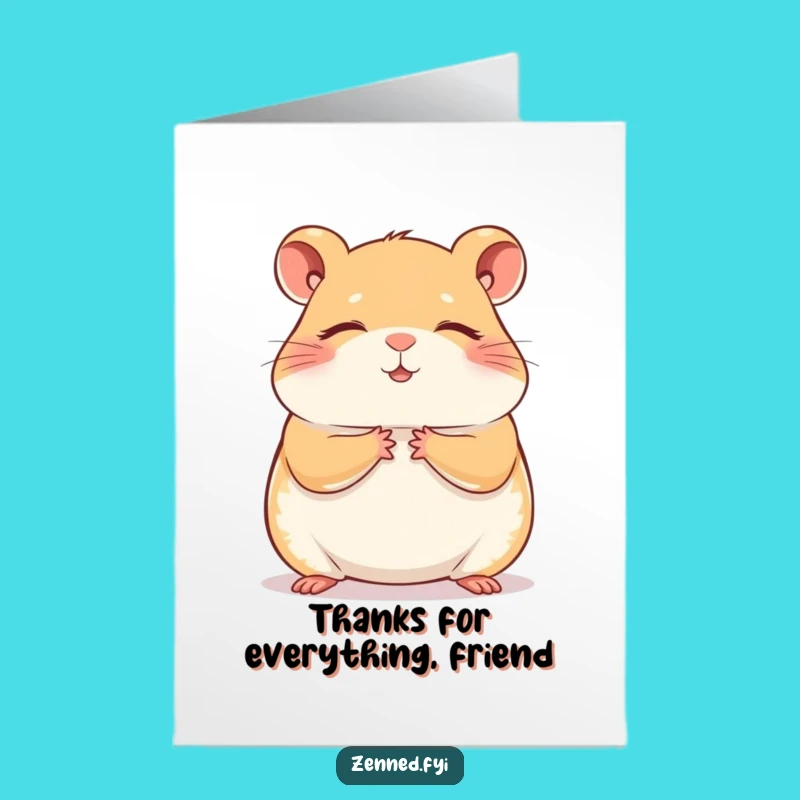 Free Printable Thank You Card: Calm Hamster Gratitude Funny Downloadable Gift