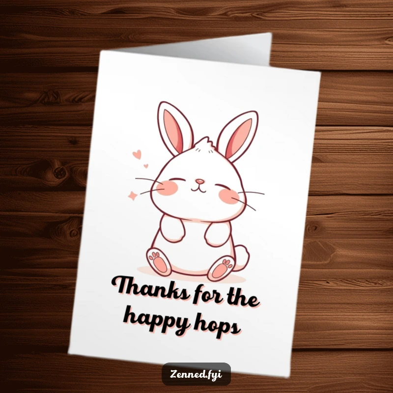 Funny Free Printable Thank You Card: A kawaii bunny taking a deep, tranquil breath, sending peaceful and funny thanks.