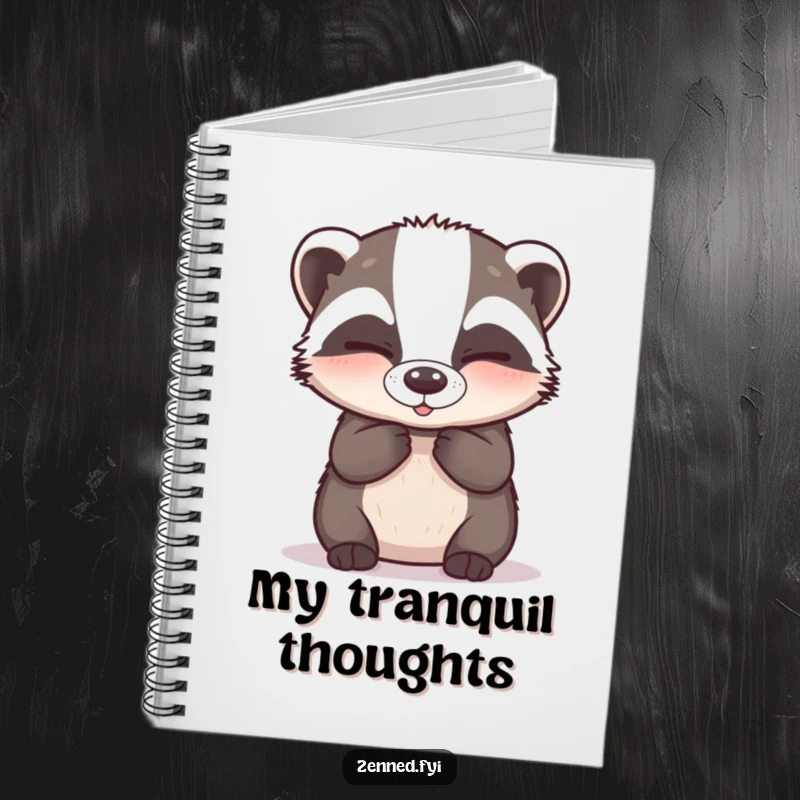 Funny Notebook: A happy badger breathing deeply with closed eyes, ready to capture your peaceful thoughts and funny notes.