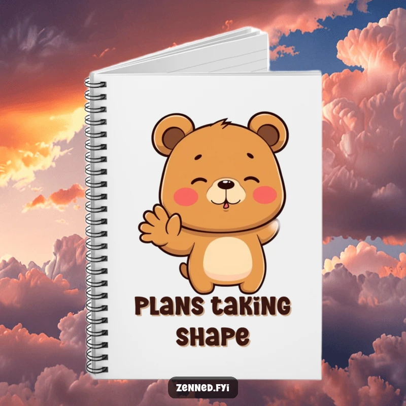 Funny notebook with a focused brown bear meditating, perfect for jotting down mindful thoughts, charming funny gift.