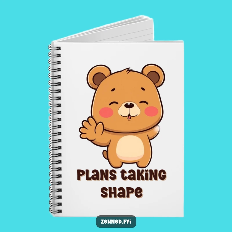 Funny Bear Notebook, Focused Thoughts Journal, Gift for Calm Writers