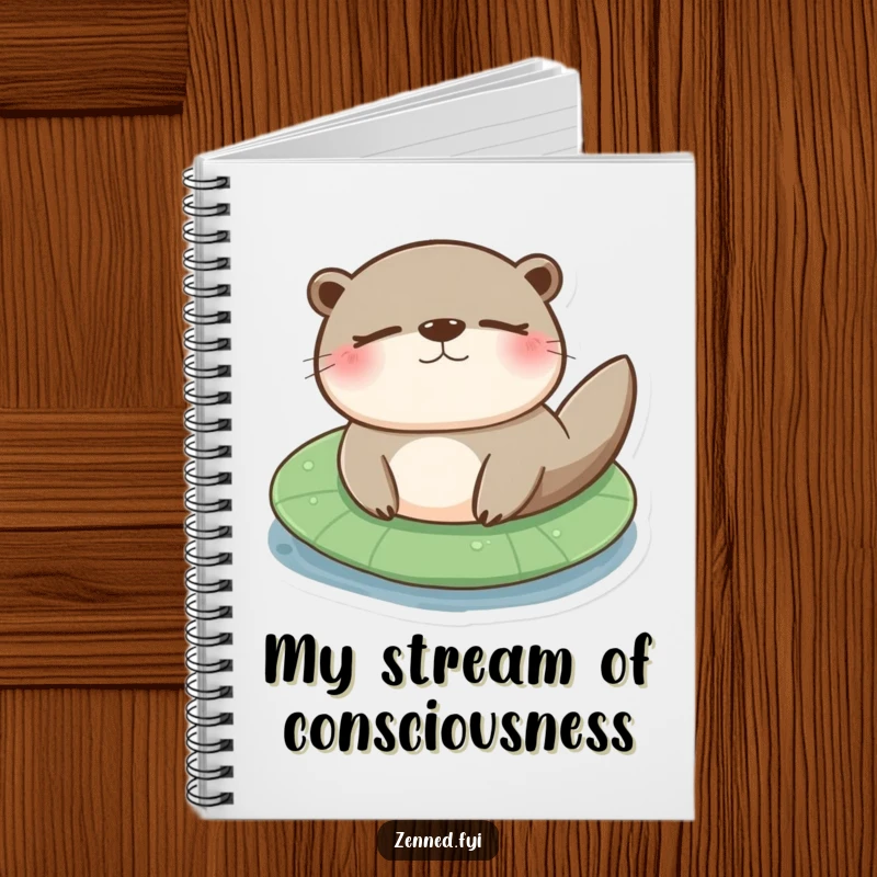 Funny otter lily pad notebook featuring a content otter floating serenely on a lily pad, ideal for journaling.