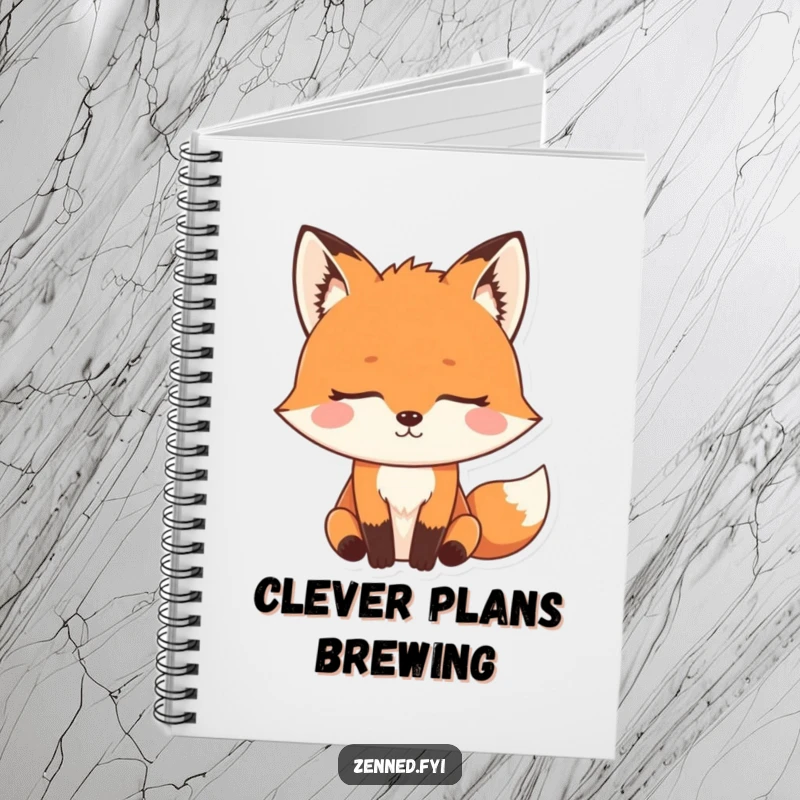 Funny Zen Fox Notebook with a meditating fox, perfect for journaling, notes, or sketching with a focused, clever humor.