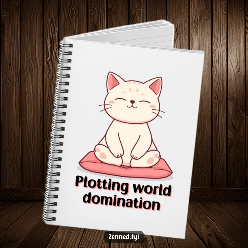Funny Zen Cat Notebook with a meditating cat in lotus pose, ideal for journaling, sketching, or note-taking with humor.