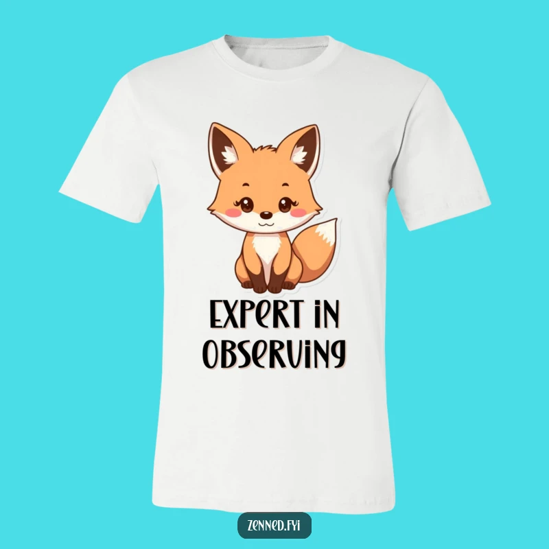 Funny Curious Fox T-Shirt - Gentle Gaze, Soft Cotton, Perfect Gift