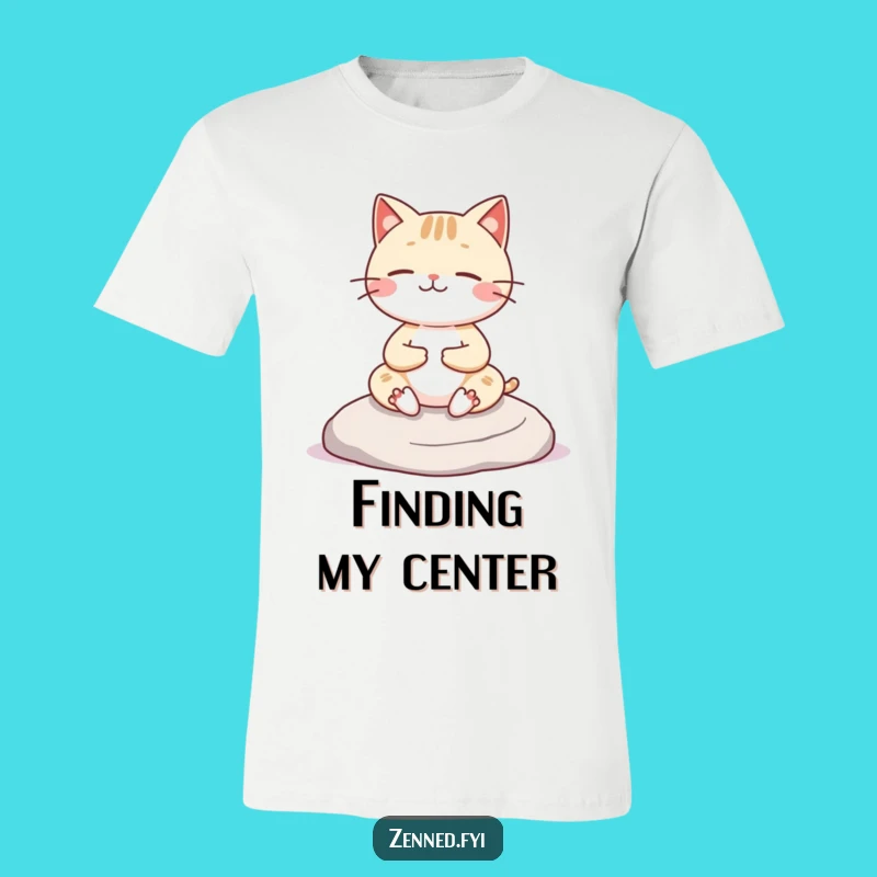 Funny Kawaii Cat T-Shirt: Cheerful Meditator, Zen Fun Gift
