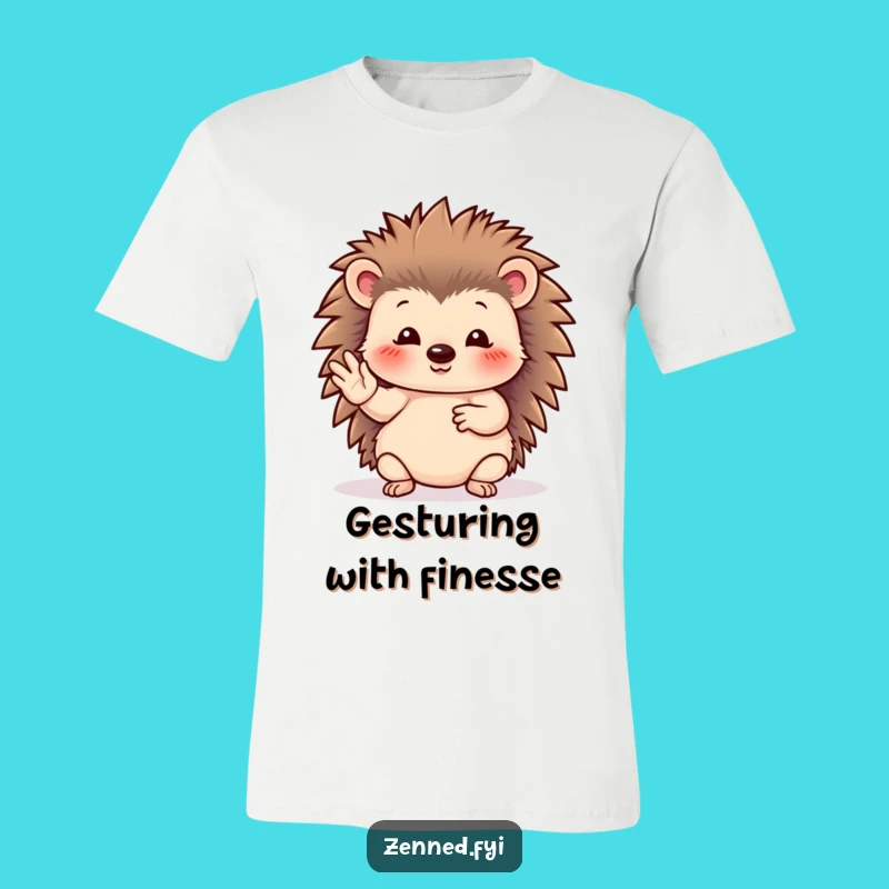 Funny Hedgehog T-Shirt - Serene Hand Gesture Tee for Animal Lovers