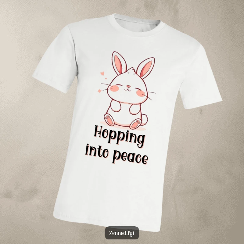Funny t-shirt showcasing a kawaii bunny taking a deep breath with a tranquil expression, perfect for comfort and calm.