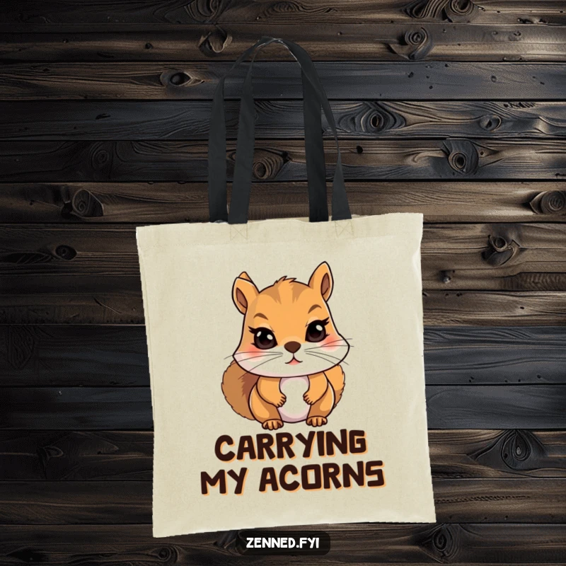 Funny Squirrel Tote Bag: Determined squirrel takes a slow breath, a humorous and practical accessory for daily life.