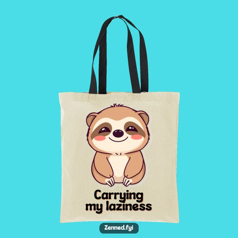 Funny Calm Sloth Tote Bag - Smiling Peacefully, Everyday Relaxation, Gift