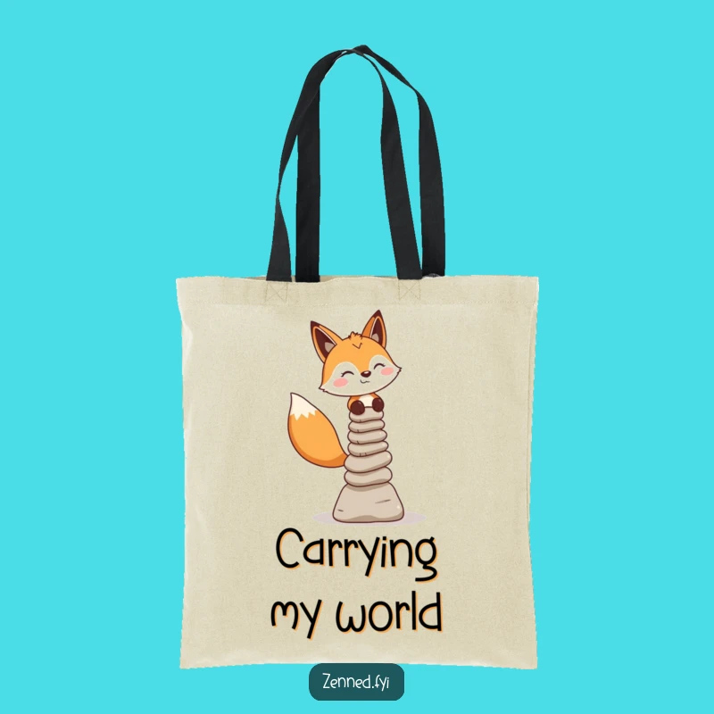 Funny Fox Cairn Tote Bag - Carry Your Balance, Perfect Mindful Gift