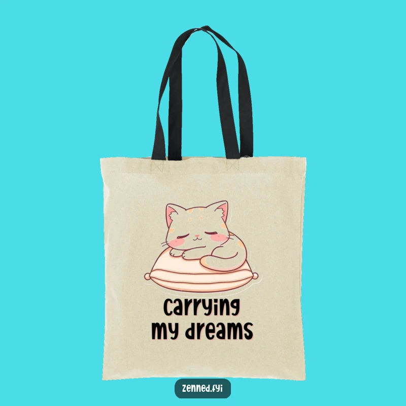 Funny Cat Nap Tote Bag: Content Sleeping Feline Carryall Gift
