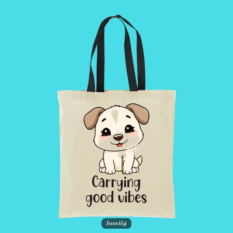 Carry your essentials with a touch of whimsy thanks to this delightful tote bag featuring a smiling dog making a wish. Practical and full of charm!