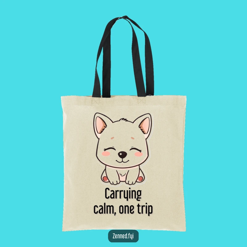 Funny Kawaii Dog Tote Bag - Serene Smile Character, Eco-Friendly & Chic