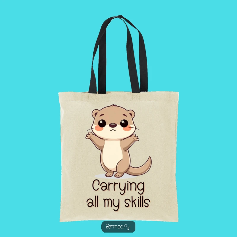 Funny Otter Balance Tote Bag: Focused Aquatic Acrobat Carryall Gift