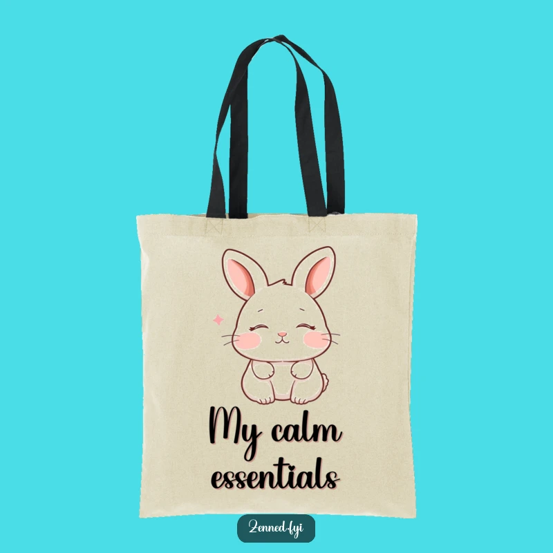 Funny Rabbit Zen Tote Bag - Peaceful Smile Carryall Gift