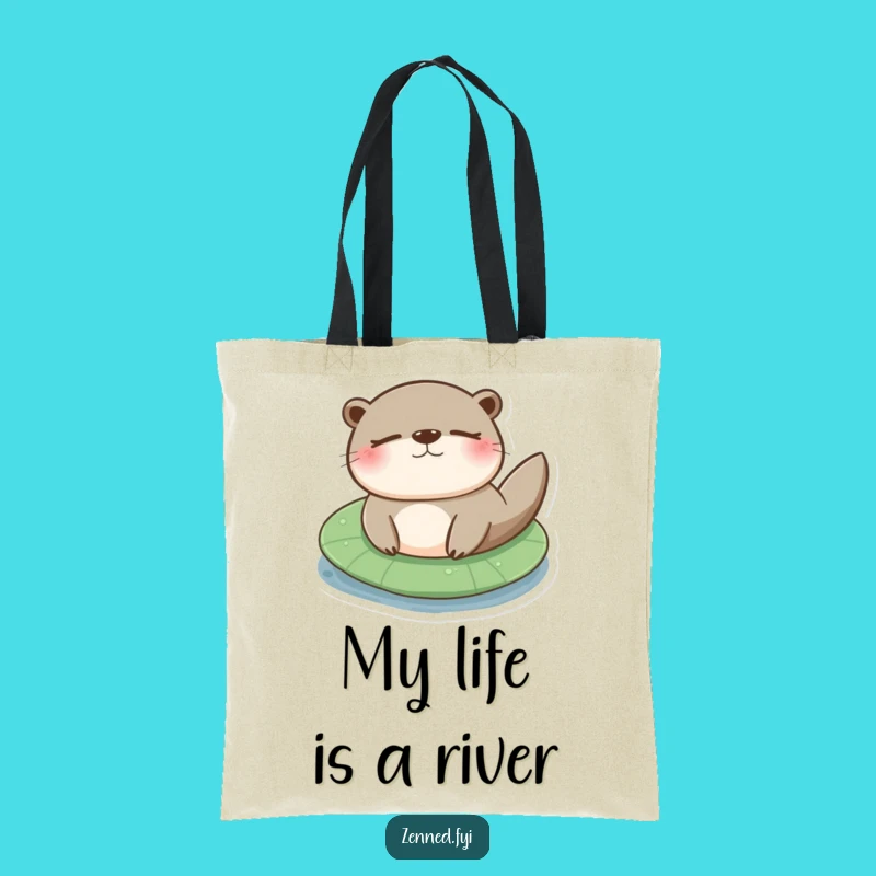 Funny Otter Lily Pad Tote Bag: Carry Your Calm and River Essentials